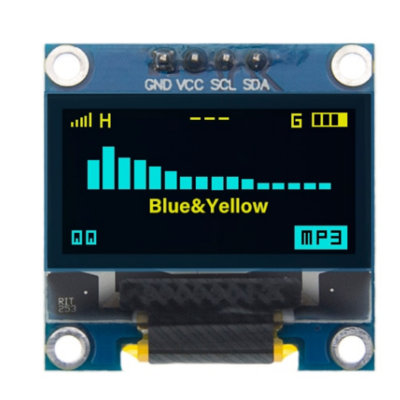 Pantalla Oled 0.96 I2c 128x64 4 Pines amarillo/azul
